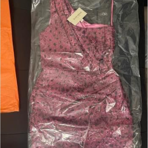 NWT Ramy Brook Exclusive Linda One-Shoulder Mini Dress in Pink Animal Print - Picture 2 of 3